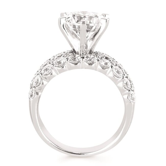 3-row diamond (2.5ctw/CZ ctr) bridal setting, 14k white gold