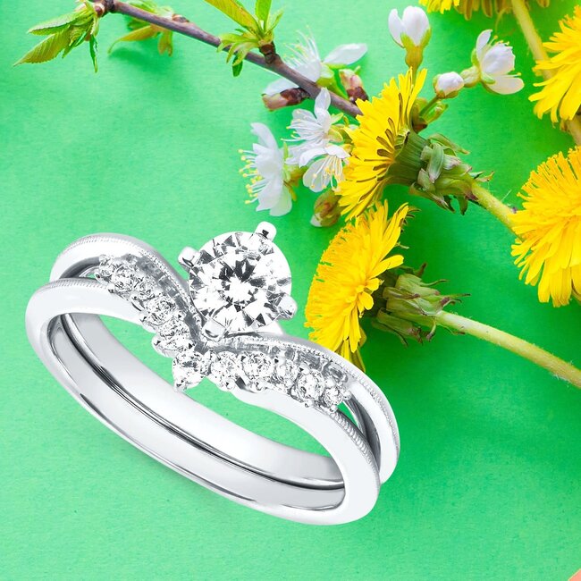 Diamond (0.14 ctw) bridal semi mount 14k white gold 3.0 gr