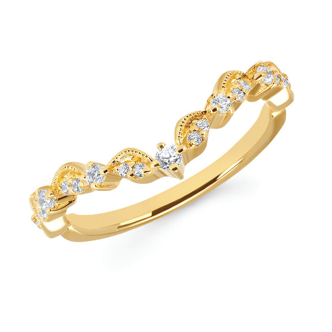 Diamond (0.18 ctw) vintage chevron band 14k yellow gold 2.2 gr