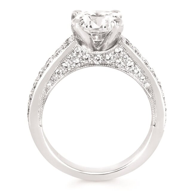 Diamond (1.12 ctw/CZ ctr) two row  w/ side diamonds setting 14k white gold 5.1 gr