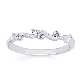 Diamond (0.08 ctw) leaf motif band 14k white gold 2.1 gr