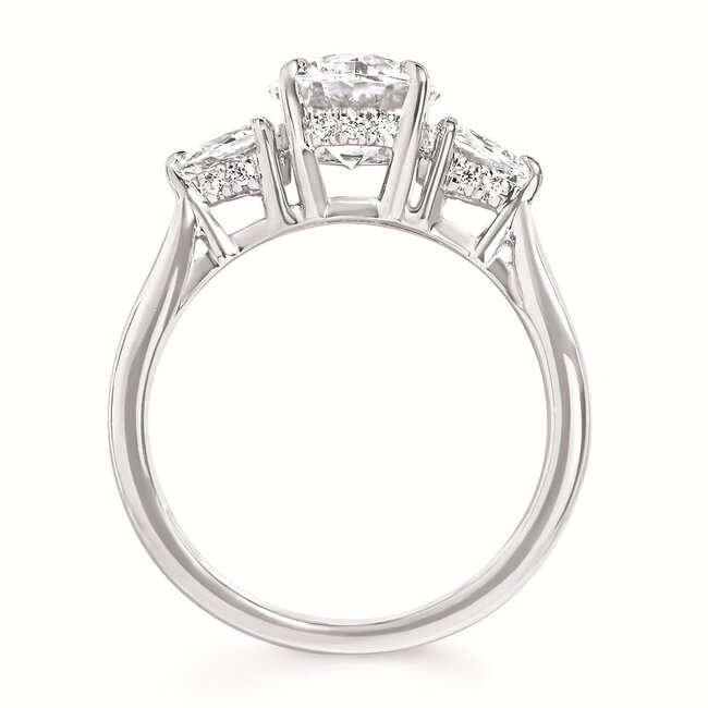 Diamond (0.32 ctw/CZ ctr) oval & pear setting 3.7 gr
