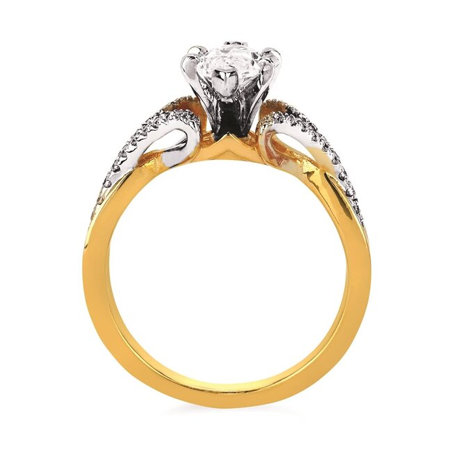 Diamond ( 1/5 ctw) marquise setting 14k yellow gold 4.7 gr