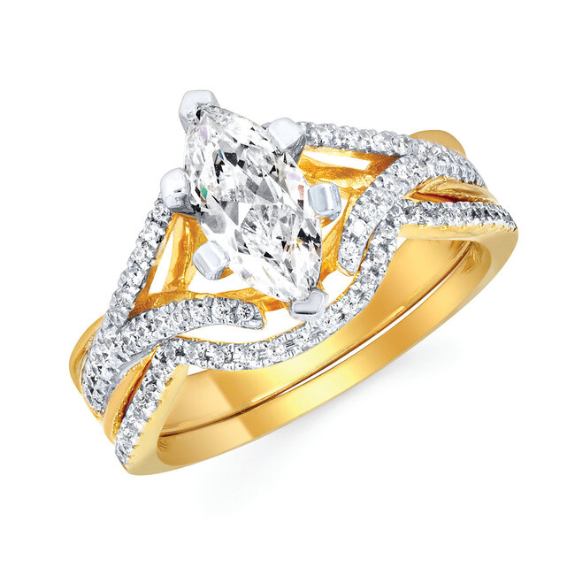 Diamond ( 1/5 ctw) marquise setting 14k yellow gold 4.7 gr