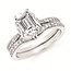 Diamond (0.14ctw/emerald cut ctr) halo setting, 14k white gold 2.8 gr