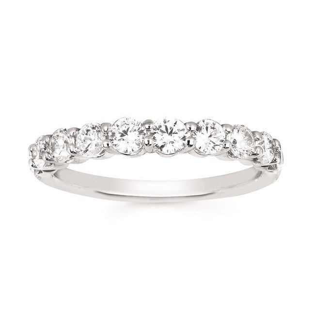 10-diamond prong (7/8ctw) band, 14k white gold 2.6 gr