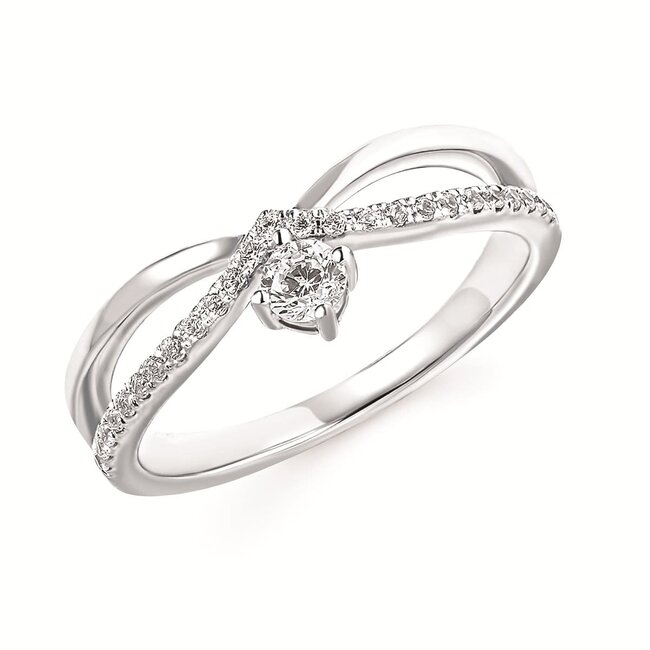 Diamond (1/8ctw) open band, 14k white gold 2.9 gr