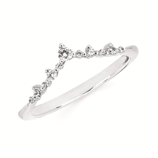 Diamond (1/6ctw) chevron band, 14kt white gold 1.6 gr