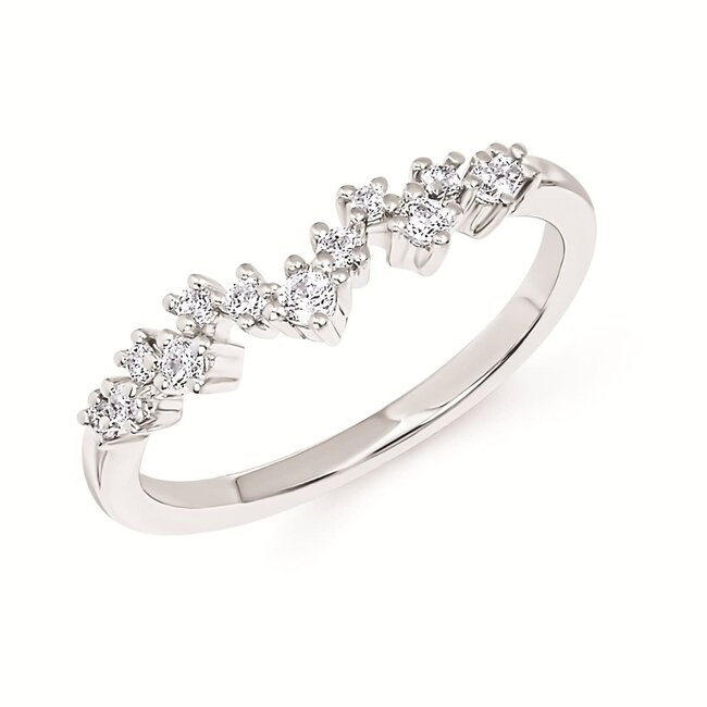 Diamond (1/4ctw) scattered band, 14k white gold 2.0 gr