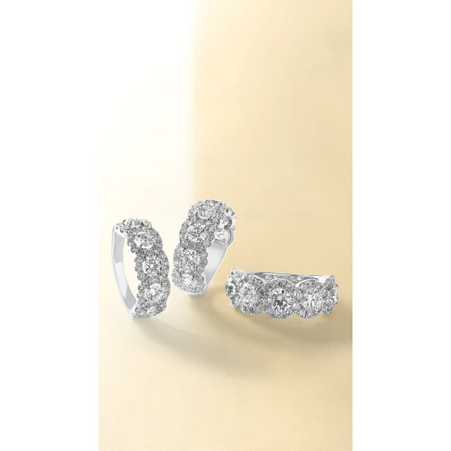 LAB GROWN Diamond (3.0 ctw) 7 stone halo band 14k white gold 6.2 gr