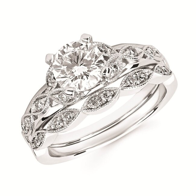 Diamond (0.14 ctw) infinity bridal setting 14k white gold 3.3 gr