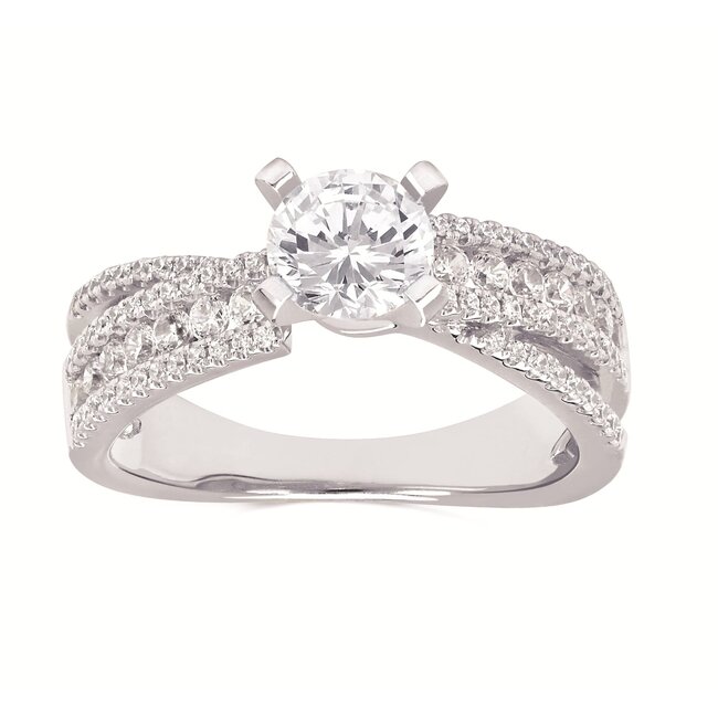 Diamond (0.50 ctw) 3 row crossover bridal setting 14k white gold 5.5 gr