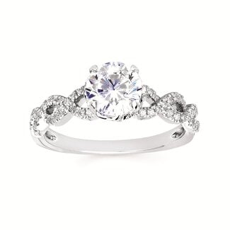 Diamond (0.25 ctw) twisted band w/ twisted halo bridal setting 14k white gold