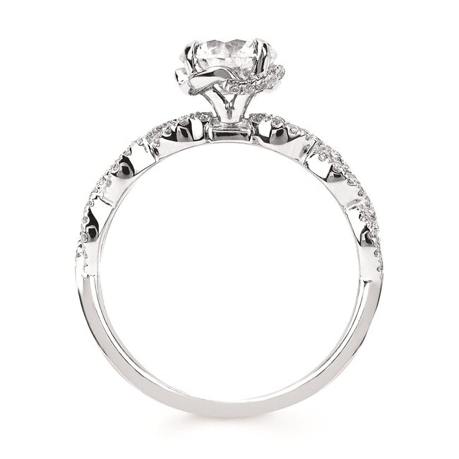Diamond (0.25 ctw) twisted  hidden halo bridal setting 14k white gold 3.4 gr
