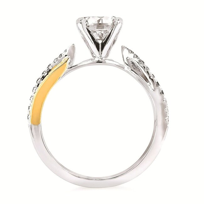 Diamond (0.13 ctw) two tone bridal setting 14k white & yellow gold 3.6 gr