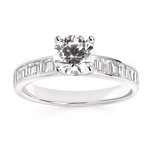 Diamond (0.49 ctw) channel set baguette setting CZ 14k white gold 3.6 gr