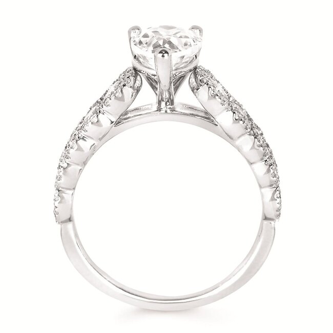 Diamond (1.0 ctw) scallop edge bridal setting  CZ ctr 14k white gold 4.8 GR