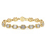 Round and baguette diamond (1.30ctw) bezel bracelet, 14k yellow gold