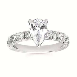 Pear diamond (1.00 ctw) setting, no ctr 14k white gold 4.3 gr