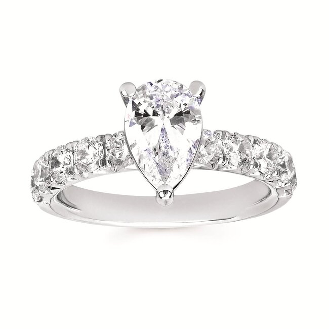 Pear diamond (1.00 ctw) setting, no ctr 14k white gold 4.3 gr