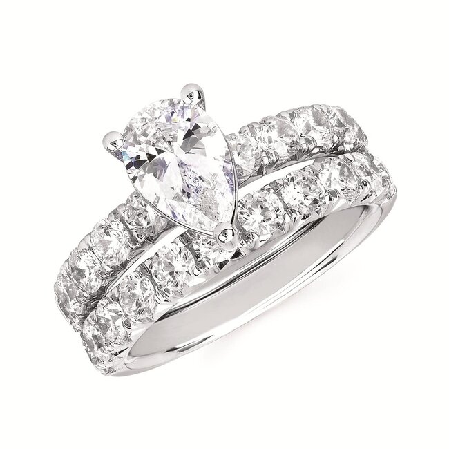 Pear diamond (1.00 ctw) setting, no ctr 14k white gold 4.3 gr
