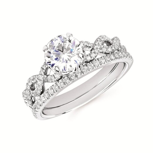 Diamond (0.25 ctw) twisted  hidden halo bridal setting 14k white gold 3.4 gr