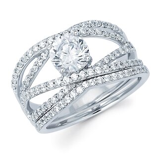 Diamond (0.52 ctw) crossover bridal setting no ctr 14k white gold 4.7 gr