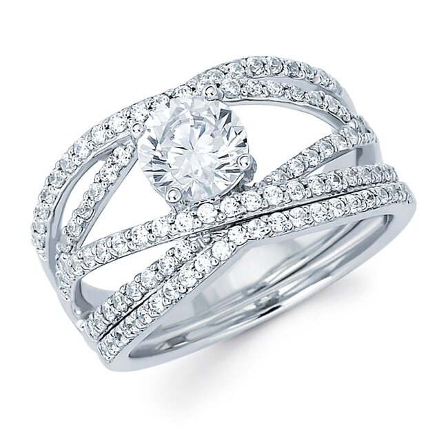Diamond (0.52 ctw) crossover bridal setting no ctr 14k white gold 4.7 gr
