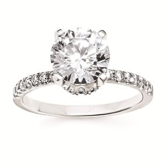 Diamond (0.30 ctw) hidden halo setting w/CZ ctr 14k white gold 3.7 gr