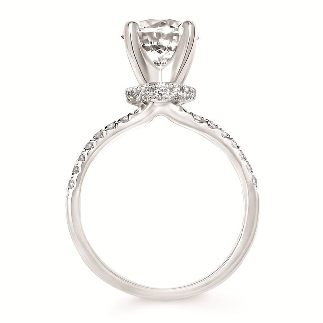 Diamond (0.30 ctw) hidden halo setting w/CZ ctr 14k white gold 3.7 gr