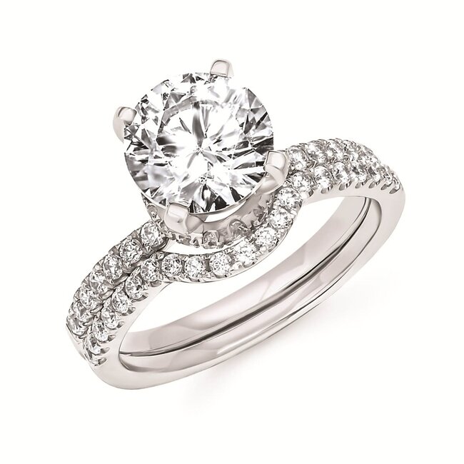 Diamond (0.30 ctw) hidden halo setting w/CZ ctr 14k white gold 3.7 gr