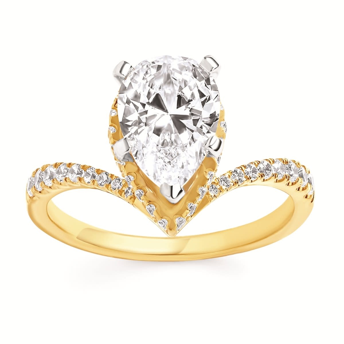 Diamond ctw) double hidden halo pear setting no ctr 14k
