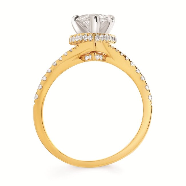 Diamond (0.44 ctw) double hidden halo pear setting no ctr 14k yellow gold 3.3 gr