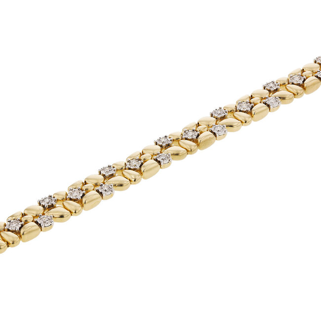 7" Diamond (1.0 ctw) cobblestone design bracelet 14k white & yellow gold