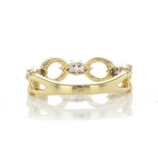 Diamond (0.20 ctw) fancy link band 14k white & yellow gold 3.4 gr