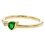 Emerald (0.2) & diamond (0.22 ctw) pear & round 2 stone ring 14k yellow gold