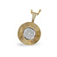 Diamond (0.21 ctw) round 3-D wavy circle pendant 14k white & yellow gold