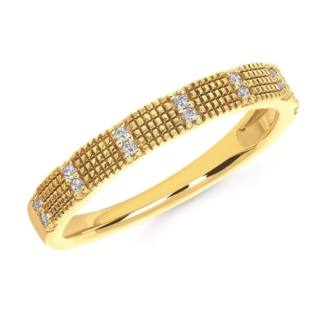 Diamond (0.06 ctw) beaded band 14k yellow gold 2.6 gr