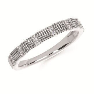 Diamond (0.06 ctw) beaded band 14k white gold 2.7 gr