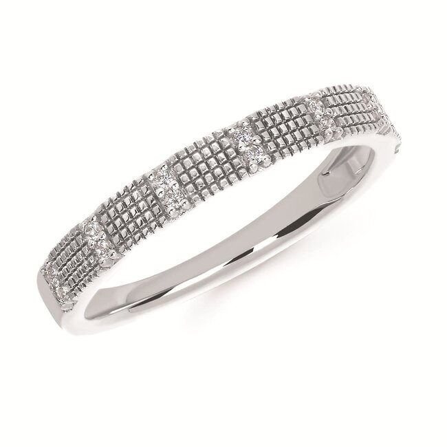 Diamond (0.06 ctw) beaded band 14k white gold 2.7 gr