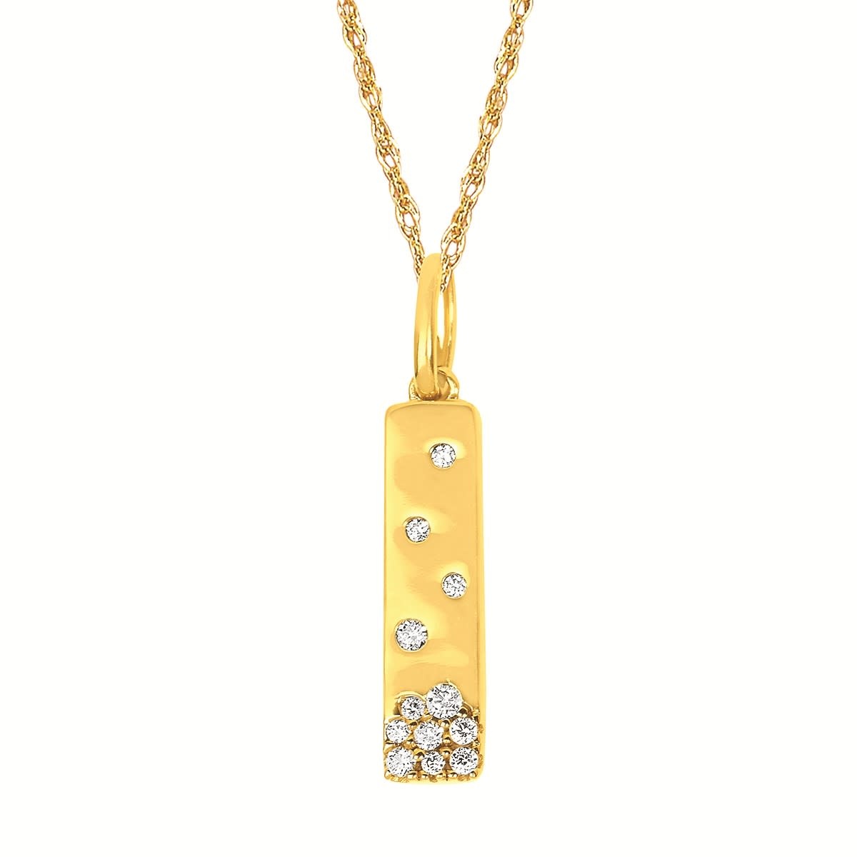 ddd Diamond (0.09 ctw) vertical bar pendant with chain 14k