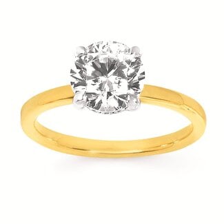 Diamond (0.08 ctw) hidden halo setting for 2 ct round , shown w/ CZ 14k yellow gold 3.7 gr