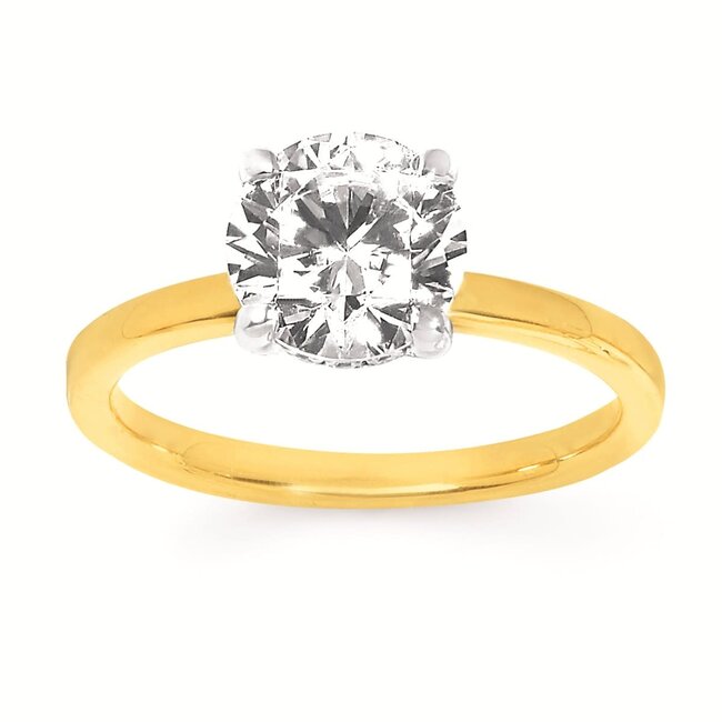 Diamond (0.08 ctw) hidden halo setting for 2 ct round , shown w/ CZ 14k yellow gold 3.7 gr