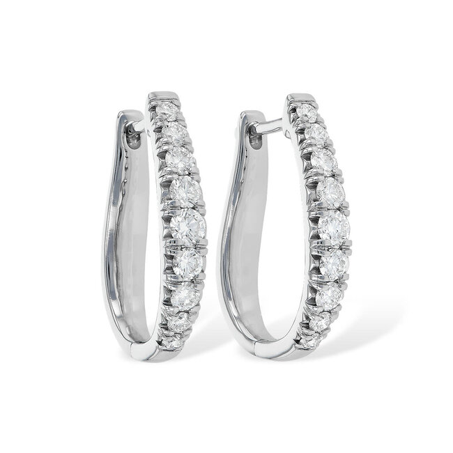 Diamond (0.25ctw) oval hoop earrings, 14k white gold