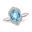 Diamond (0.26ctw) & aquamarine (1.56cw) vintage style ring, 14k white gold