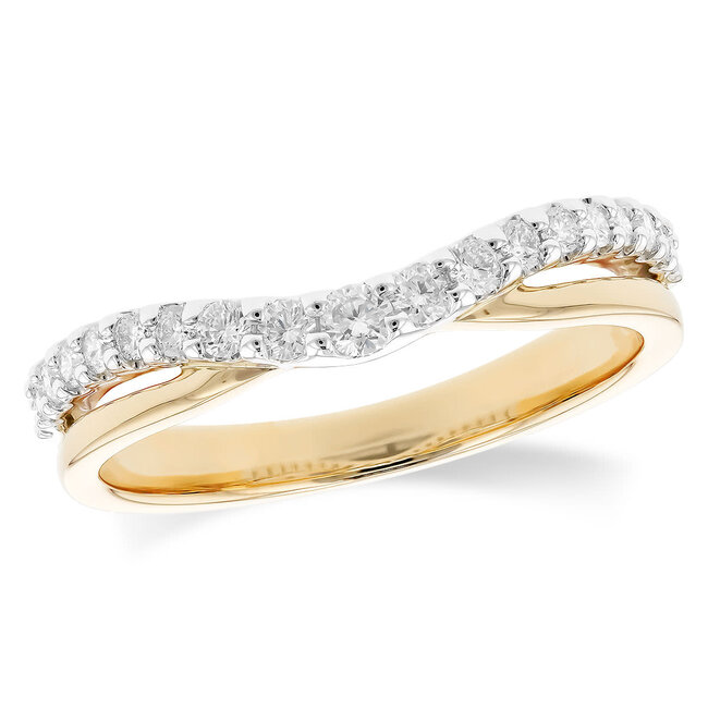 Diamond (0.33 ctw) contour band 14k white & yellow gold 2.9 gr