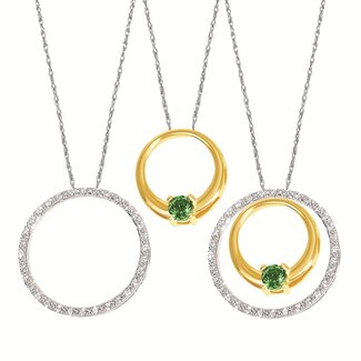 Emerald (0.10 ct) & diamond (0.10 ctw) convertible enhancer 14k white & yellow gold