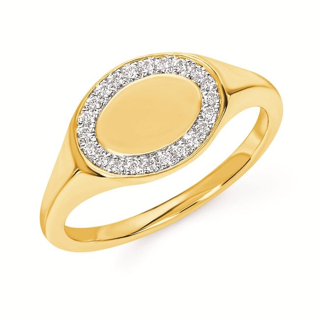 Diamond (0.11 ctw) east/west oval ring 14k yellow gold 3.4 gr