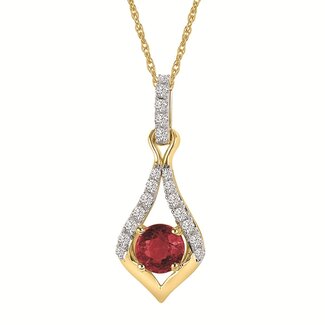 Ruby ( 0.38 ct) & diamond (0.16 ctw) vintage style pendant w/chain 14k yellow gold 1.9 gr