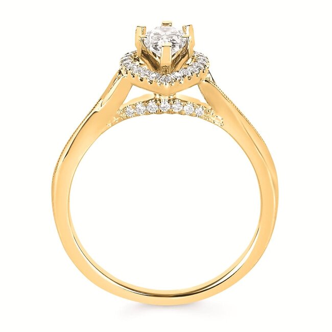 Diamond (0.16 ctw CZ ctr) pear halo setting 14k white gold